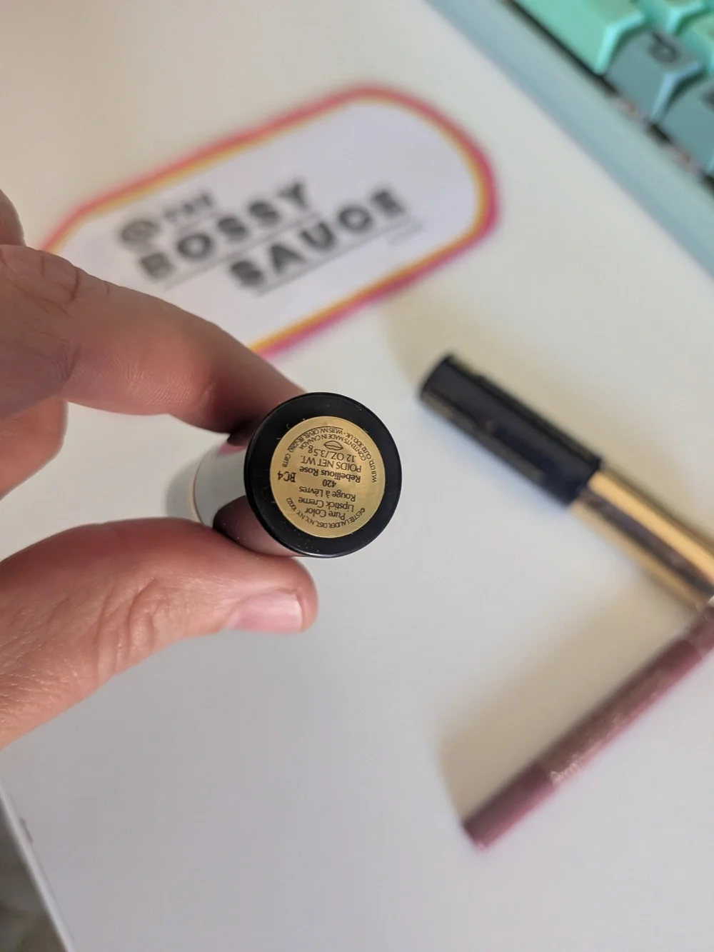 🌸 Estee Lauder Rebellious Rose Lipstick + Mauve Lip Liner + Black Mascara Trio